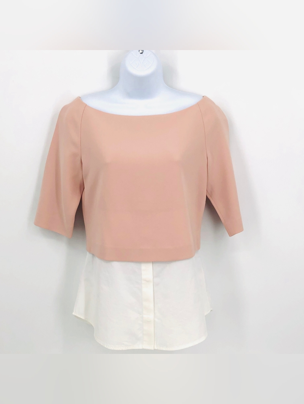 Theory Admiral Crepe A-Line Top, Blush, Size Petite (0) Full Zip Back